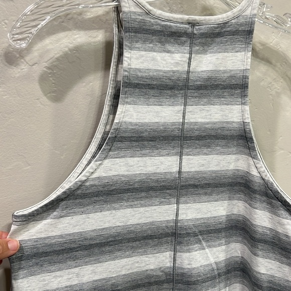 Lululemon Grey and cream striped cutout sleeve High neck tank top - Picture 3 of 5